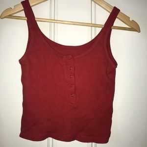 Brandy Melville John Galt Red Waffle Crop Tank